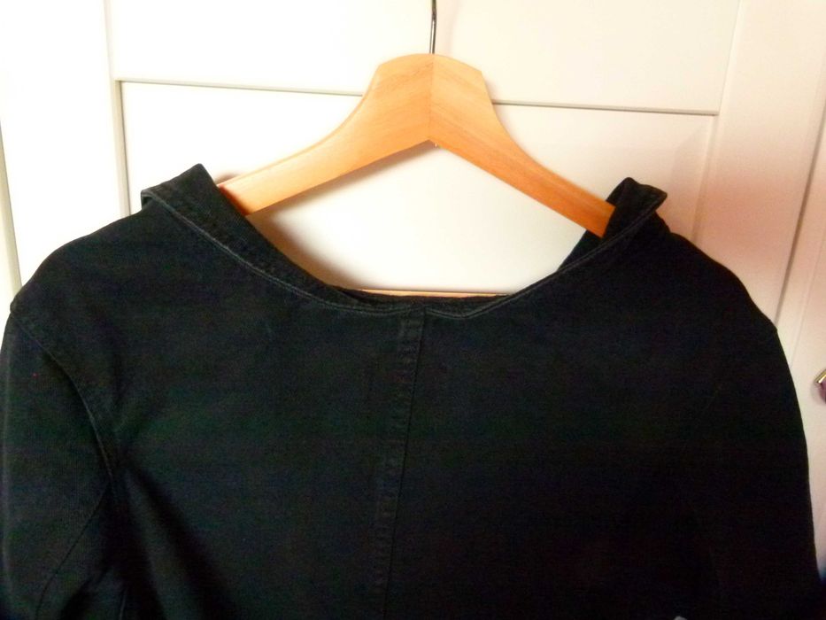 Boohoo kurtka katana płaszcz jeans czarny wiązany rozm 36 S