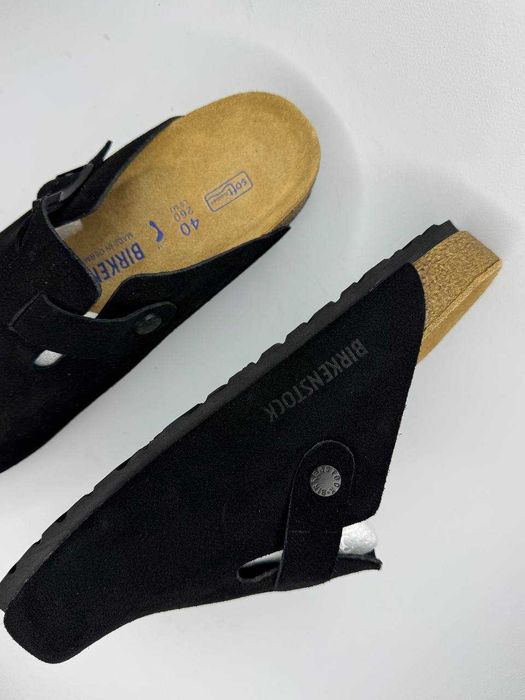 Клоги, сабо Birkenstock Boston з натуральної замші бірк мюлі