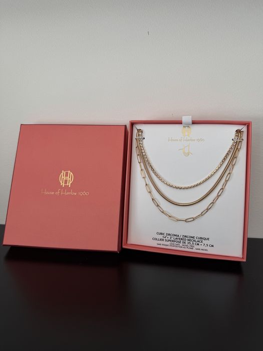 Naszyjnik z cyrkoniami Cubic bez niklu pozlacany 14 karatowym złotem