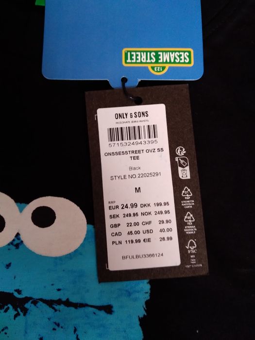 T-shirt Oversize r. M ciasteczkowy potwór, Ulica Sezamkowa