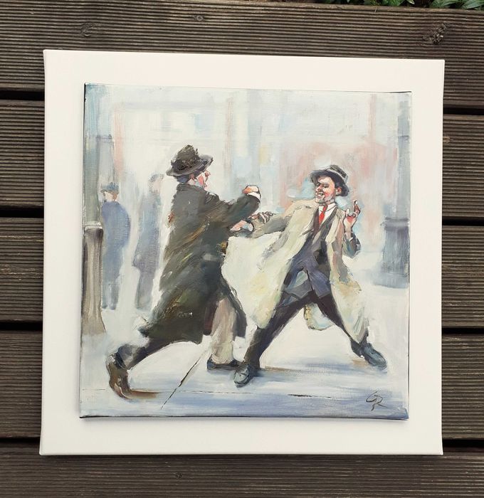 Waga Kogucia Obraz olejny na płótnie 40 X 40 cm