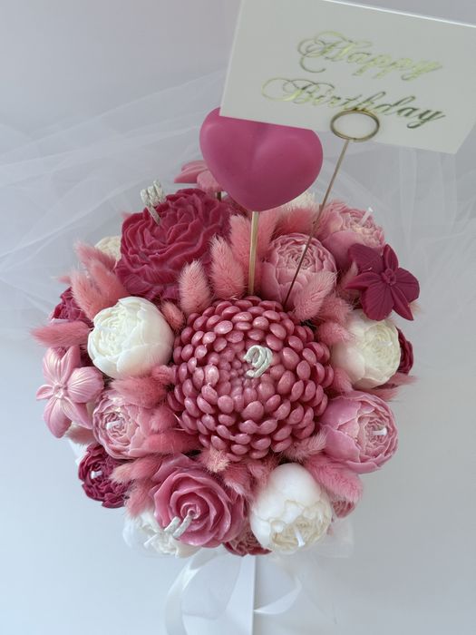 Букет із свічок ручної роботи | Подарунок на 8 березня | Соєві свічки