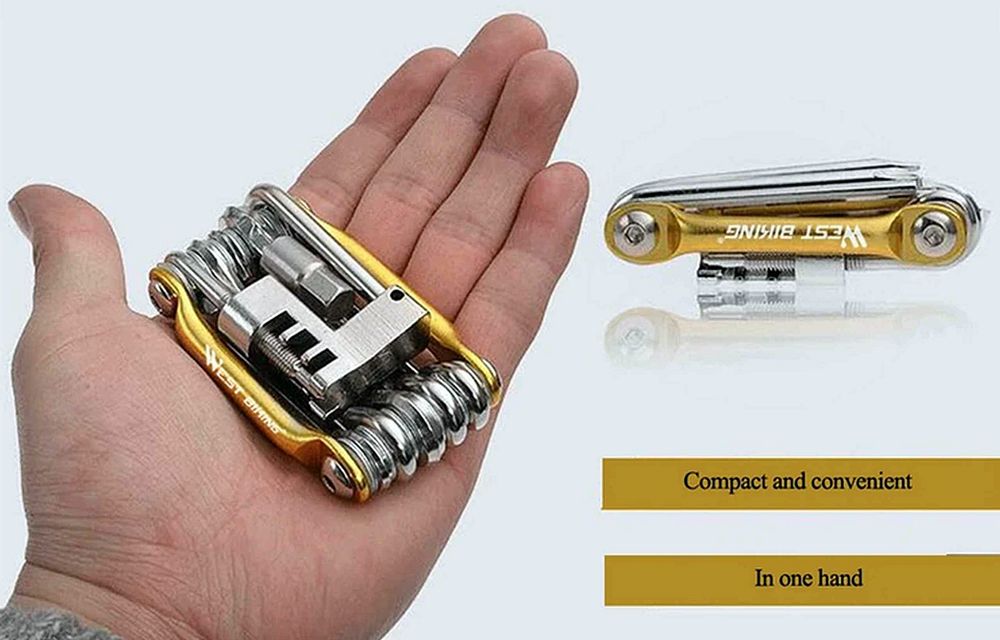 WESTBIKING Multitool Zestaw Narzędzi do Rowerów 187g GOLD