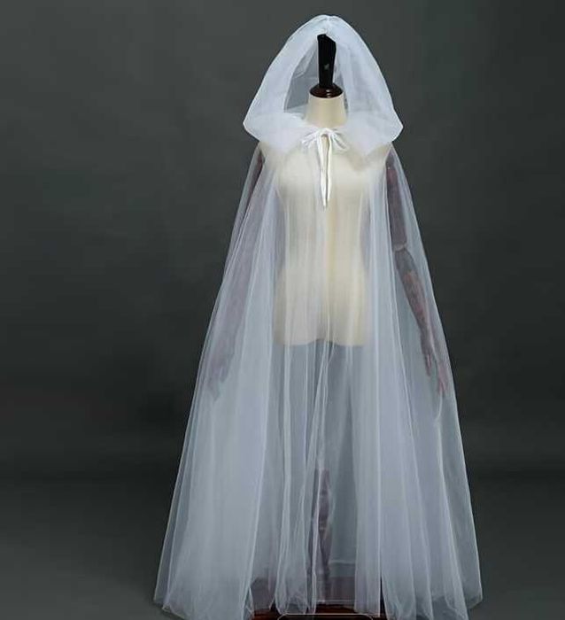 Peleryna z tiulu biała - przebranie - damska uniwersalna