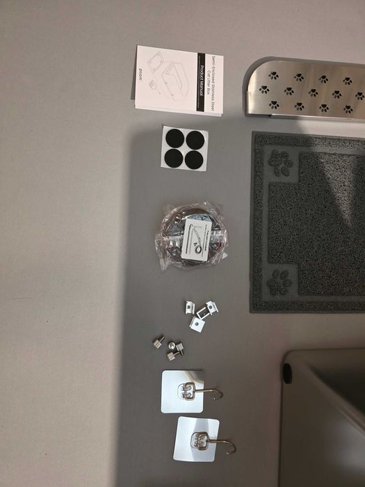 PTLOM duża kuweta dla kotów metalowa + akcesoria, 60x40x20+20cm