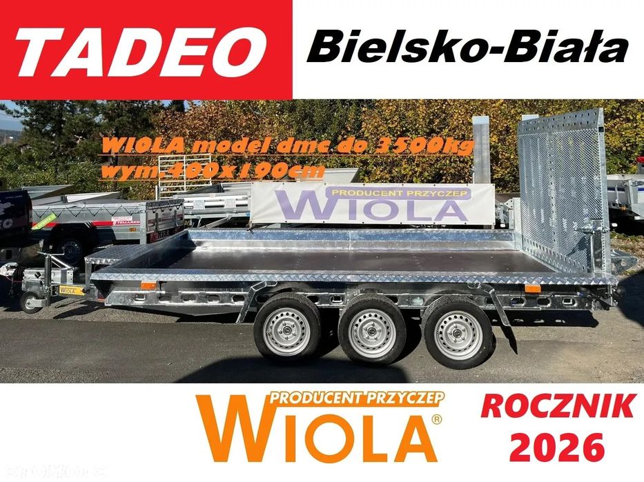 Wiola B3540 MAX 3 osie 3,5t pod koparkę  3540 do przewozu sprzętu budowlanego 400×190 poszerzona!!! 3500kg DMC