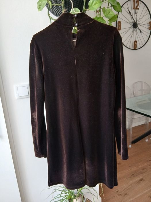 Vestido veludo castanho m