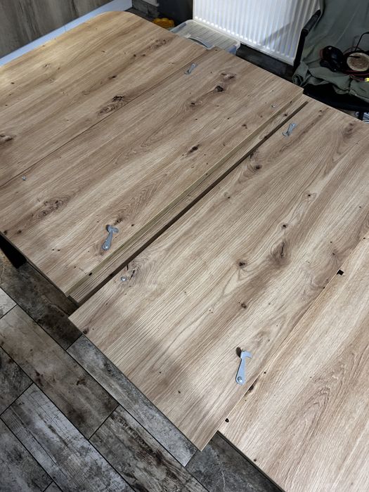 OKAZJA! Stół rozkładany dąb + 4 krzesła welurowe zielone Selsey