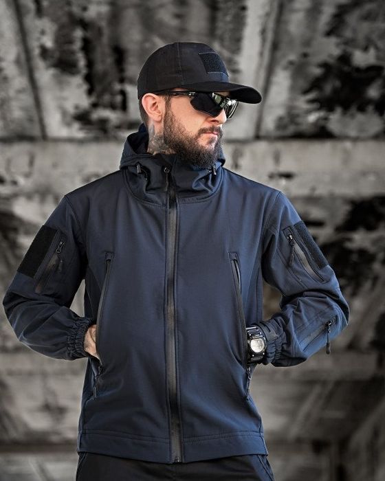 Тактична куртка Soft Shel синій демісезон на флісі / куртка софтшел