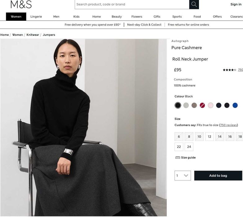 100% кашемир. шерсть. Оверсайз свитер Marks&Spencer р. S-M
