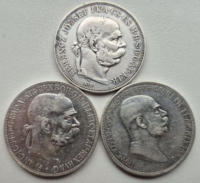 Австро - Угорщина 5 крон 1900 та 5 корон 1908 р. 60 р Правління срібло