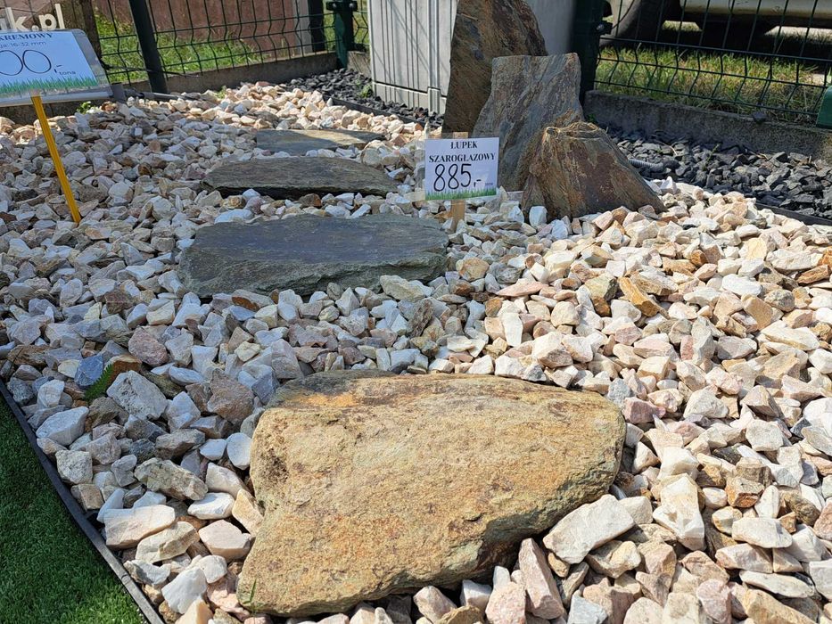 łupek szarogłazowy połupany, wielkopłytowy, ścieżkowy