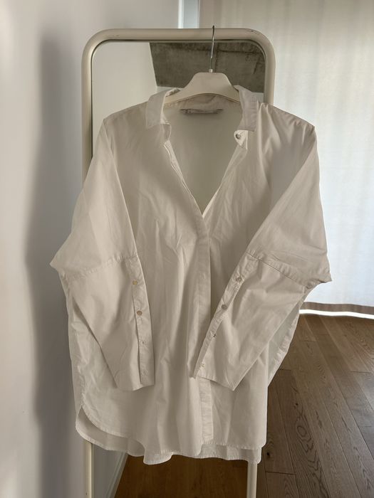 Biała elegancka bawełniana koszula zara do pracy do biura biurowa