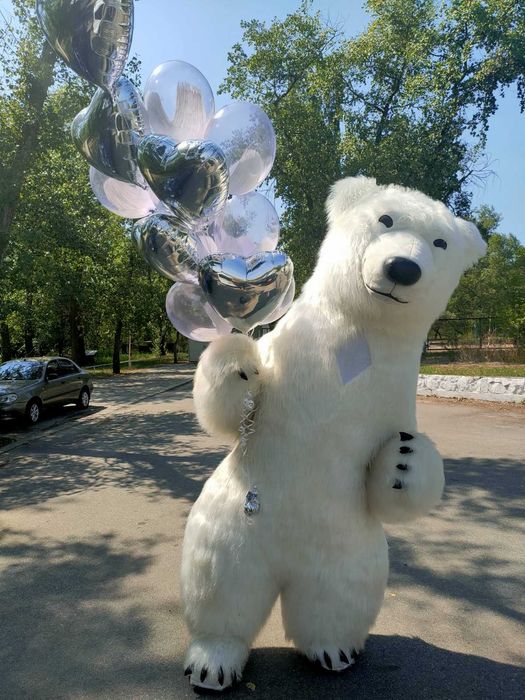 Белый мишка поздравление шары медведь Запорожье