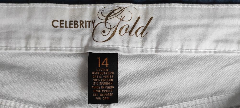 Zestaw:Spodnie 3/4 jeansy białe,,Celebrity Gold+tunika/42(14)