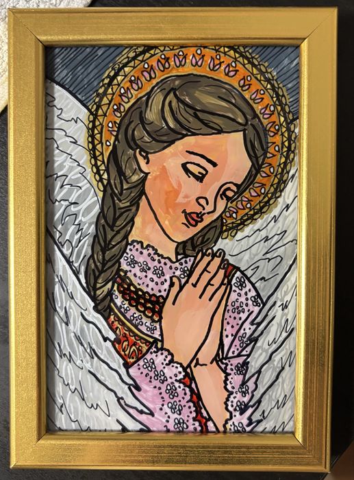 Mały obraz na szkle Anioł Stróż