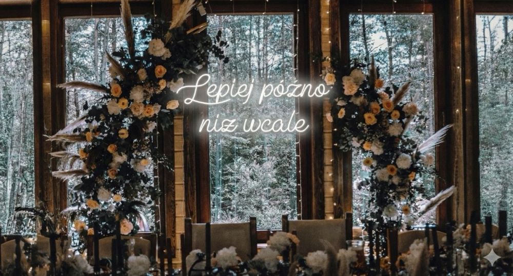 Neon LED LEPIEJ PÓŹNO NIŻ WCALE 105x40 cm napis wesele