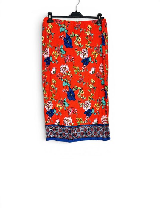 Spódnica Midi Kwiaty Boho Czerwień XL