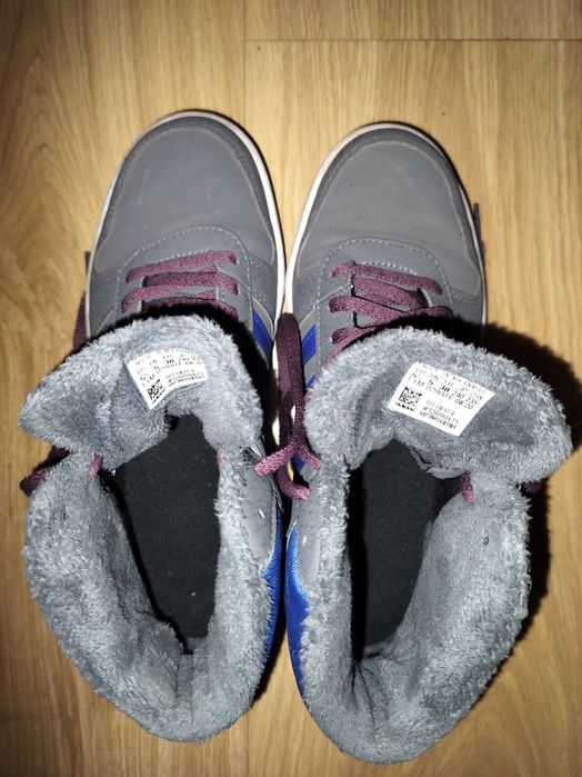 Buty adidas ocieplane wysokie szaro-niebieskie rozm38 używane bdb stan