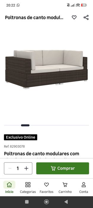Sofá ratan para jardim/varanda