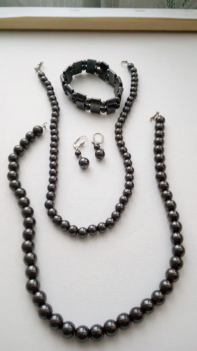 Гематит бусы, браслет, серьги