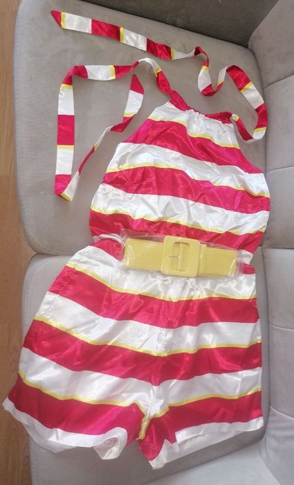 Kombinezon letni satyna+żółty pasek M/38 Rainbow krótkie nogawki