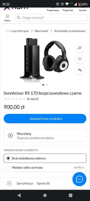 Sennheiser RS170 słuchawki bezprzewodowe OKAZJA