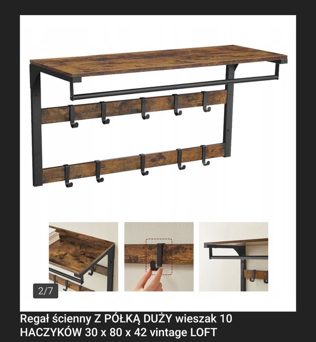 Wieszak ścienny z półka