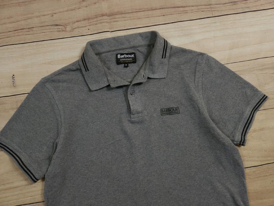 BARBOUR International Koszulka Polo Męska Szara Logo r. M