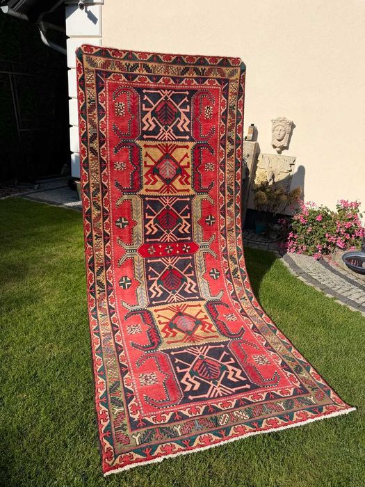 Nowy Chodnik Dywan Perski Wełniany Iran Hamadan / Kazak 325x140 gal. 11 tyś