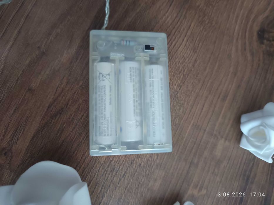 Girlanda świetlna łańcuch białe róże