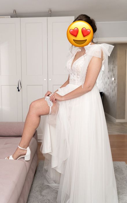 Suknia ślubna rustykalna boho elegancka brokat