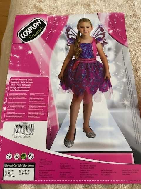 Fato fantasia Borboleta com asas e glitter