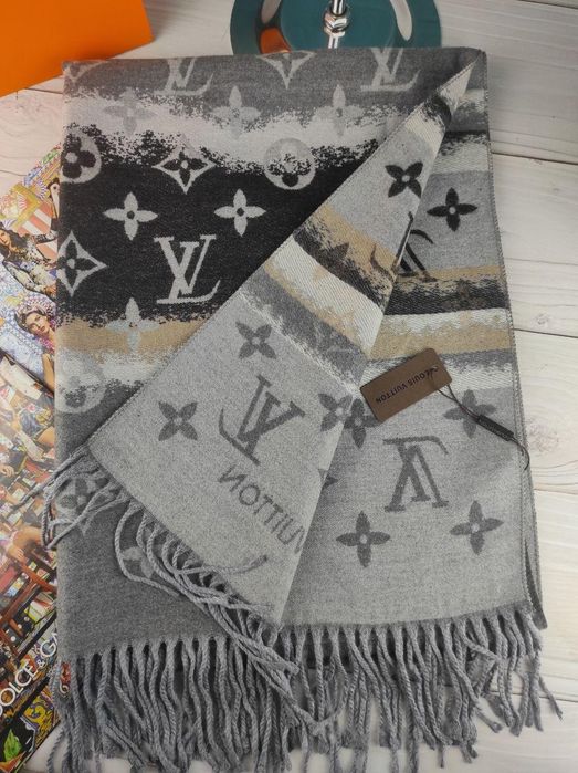 Зимовий шарф палантин хустка Луї Вітон Louis Vuitton теплый шарф Луи Витон