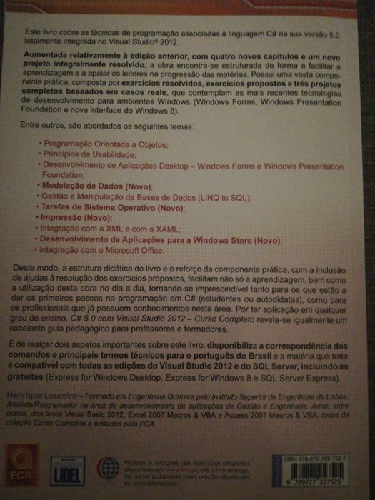 Livro técnico C# 5.0 c/ Visual Studio 201264752242038146121