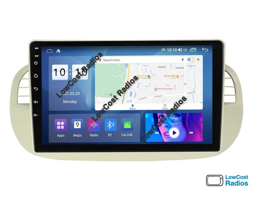 Auto Rádio GPS FIAT 500 - 9" (Desde 2007 a 2015) • ABARTH • Android 15 | CARPLAY • ANDROID AUTO