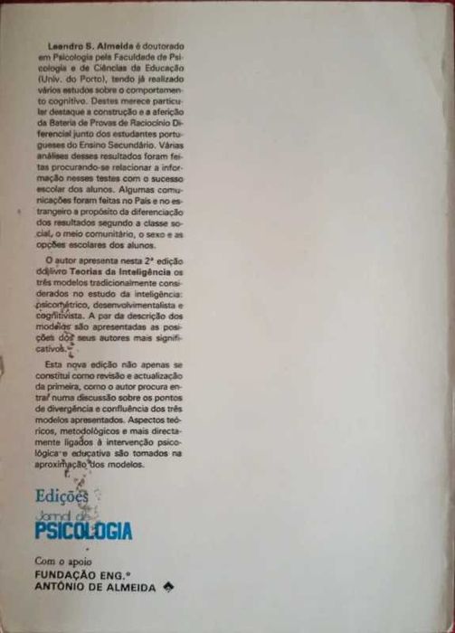 Teorias da Inteligência, livro de Leandro S. Almeida