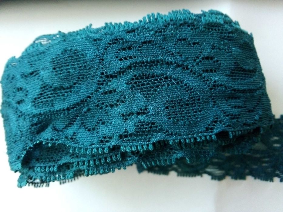 Koronka elastyczna ozdobna ciemny turkus- 40mm