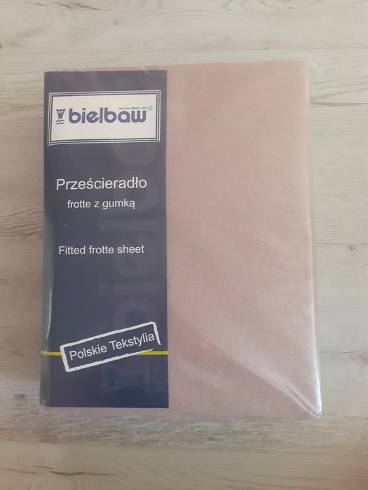 Nowe prześcieradło frotte z gumką 200x220 bielbaw