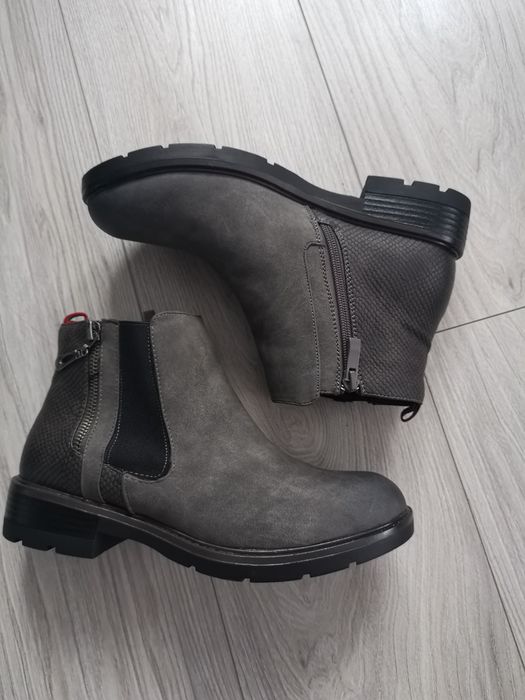 Botki szare roz 38