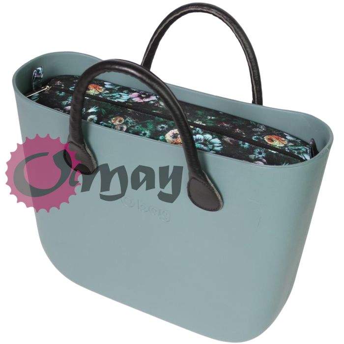 Czarny organizer OBAG STANDARD ogród zielony kwiaty 2 kieszenie OMAY