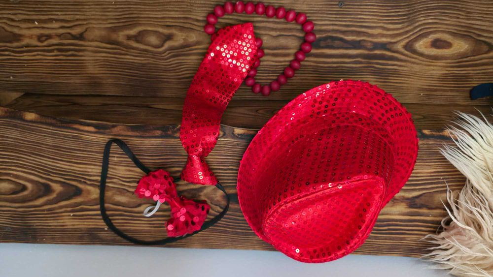 Zestaw urodzinowy roczek dziecko cekiny krawat kapelusz