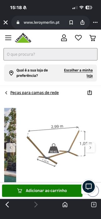 Suporte para cama de rede , com a rede junto