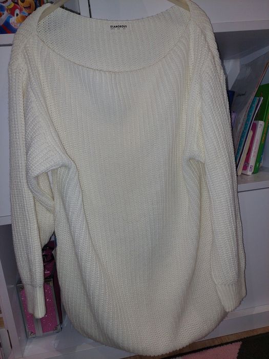 Sweter śmietankowy M L Xl 38 40 42 długi
