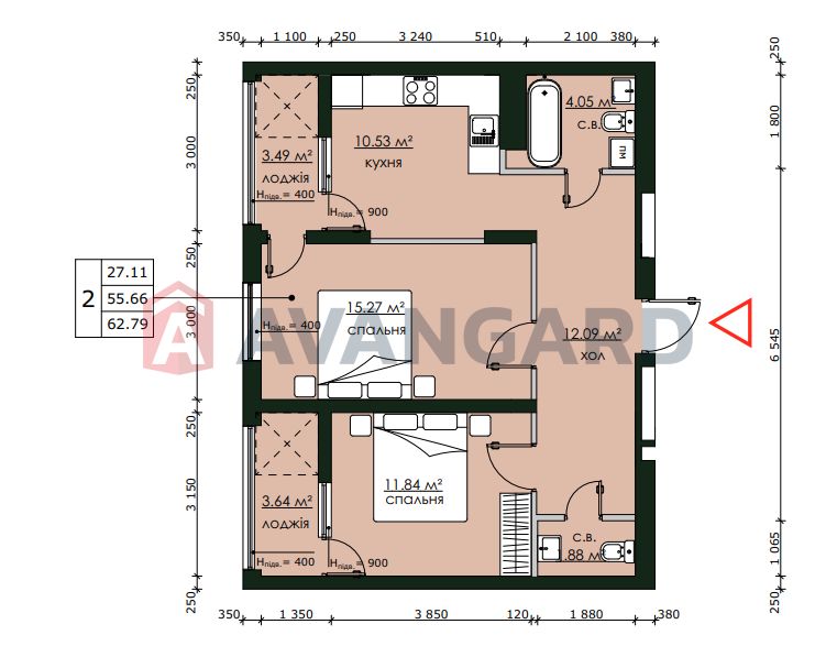Продаж 2 кім 62 м2 Бетховен вул. Городницька