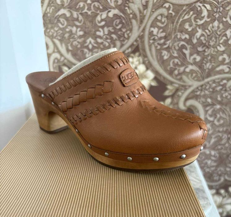 Шкіряні клоги бренд UGG Australia, сабо з дерев'яною підошвою НОВІ
