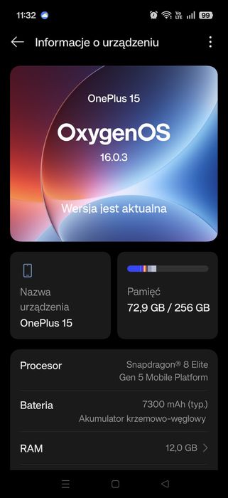 Smartfon oneplus 15 12gb/256 sand storm DUAL SIM