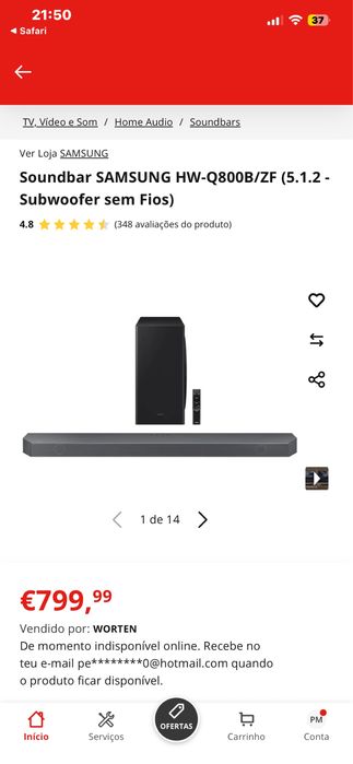 Samsung Soundbar Q800B 540W 5.1.2 Dolby Atmos – Nova (na caixa)