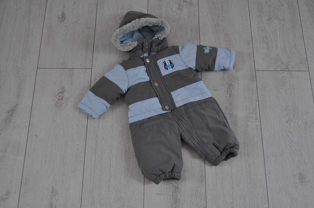 Niemowlęcy kombinezon zimowy r.56cm  niebieski ciepły dla noworodka