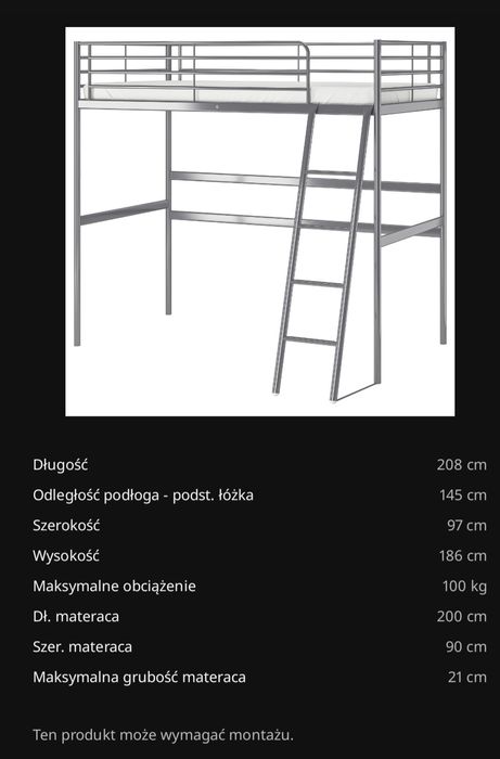 Rama łóżka dziecięcego na antresoli